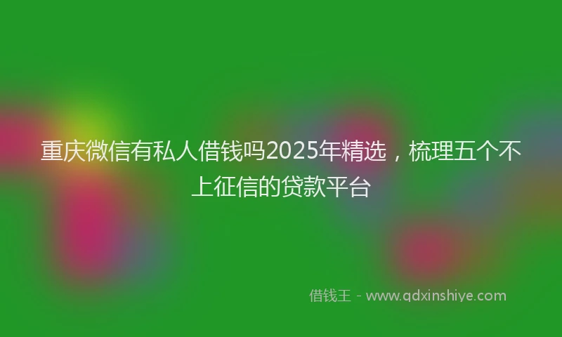 重庆微信有私人借钱吗2025年精选，梳理五个不上征信的贷款平台