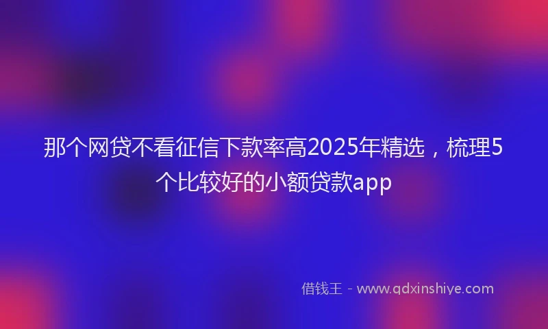 那个网贷不看征信下款率高2025年精选，梳理5个比较好的小额贷款app