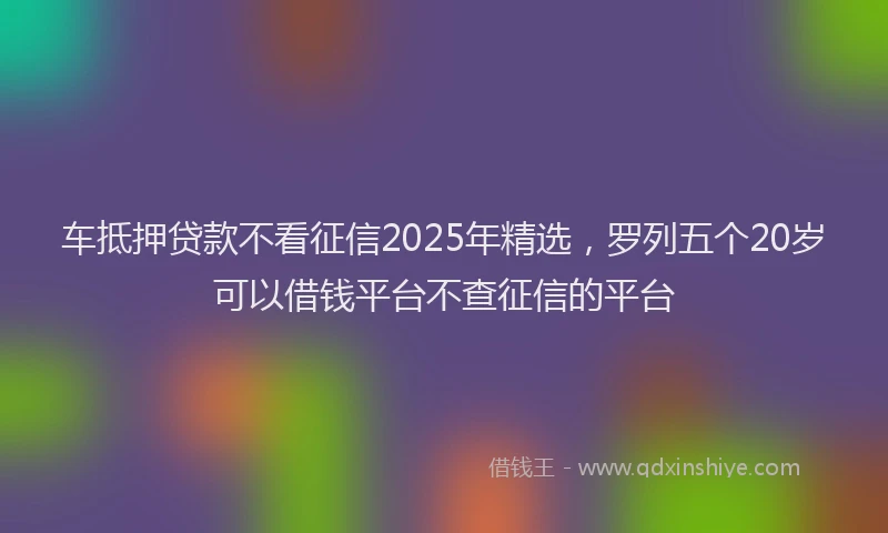 车抵押贷款不看征信2025年精选，罗列五个20岁可以借钱平台不查征信的平台