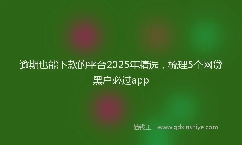 逾期也能下款的平台2025年精选，梳理5个网贷黑户必过app