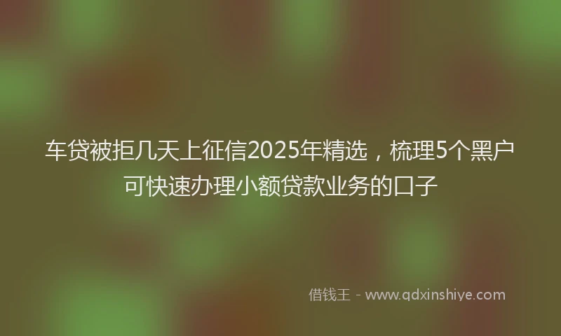 车贷被拒几天上征信2025年精选，梳理5个黑户可快速办理小额贷款业务的口子