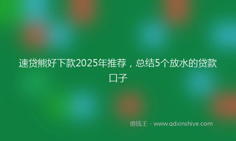 速贷熊好下款2025年推荐，总结5个放水的贷款口子