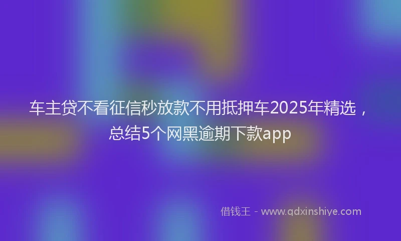 车主贷不看征信秒放款不用抵押车2025年精选，总结5个网黑逾期下款app