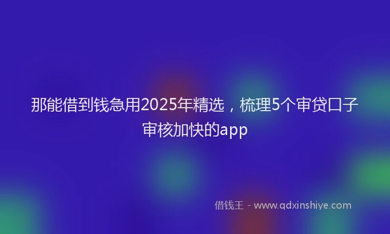那能借到钱急用2025年精选，梳理5个审贷口子审核加快的app