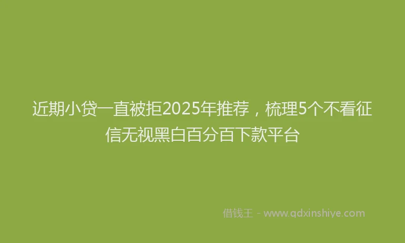 近期小贷一直被拒2025年推荐，梳理5个不看征信无视黑白百分百下款平台
