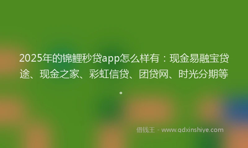 2025年的锦鲤秒贷app怎么样有：现金易融宝贷途、现金之家、彩虹信贷、团贷网、时光分期等。