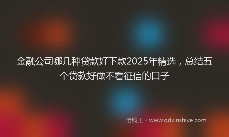 金融公司哪几种贷款好下款2025年精选，总结五个贷款好做不看征信的口子