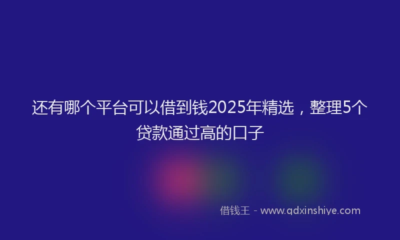 还有哪个平台可以借到钱2025年精选，整理5个贷款通过高的口子