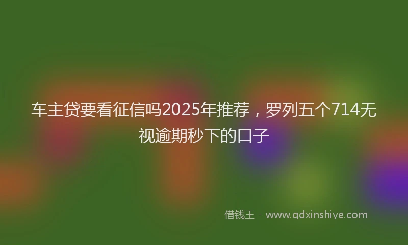 车主贷要看征信吗2025年推荐，罗列五个714无视逾期秒下的口子