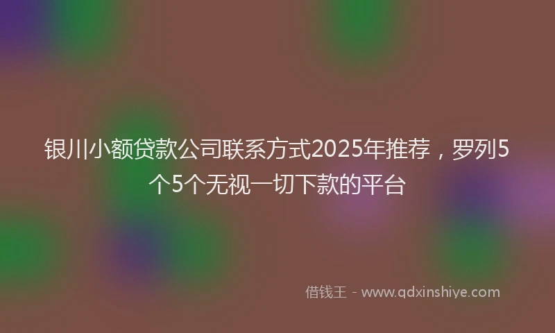 银川小额贷款公司联系方式2025年推荐，罗列5个5个无视一切下款的平台