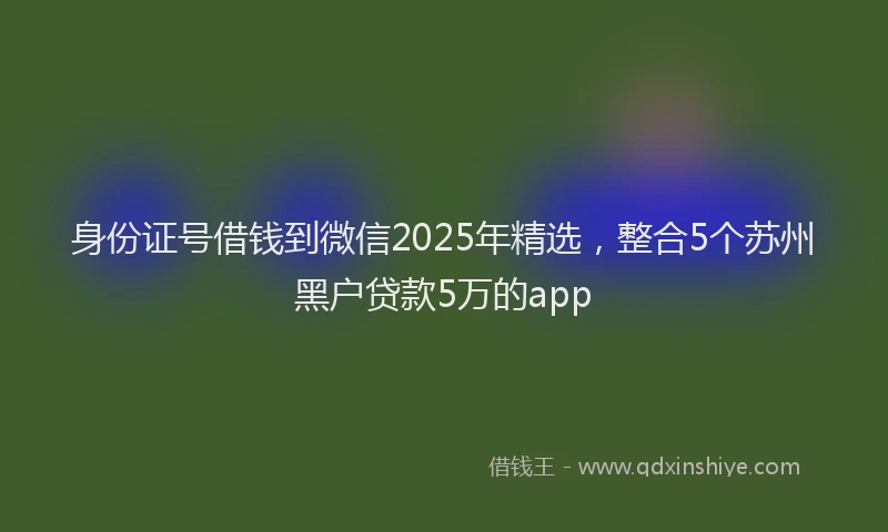 身份证号借钱到微信2025年精选，整合5个苏州黑户贷款5万的app