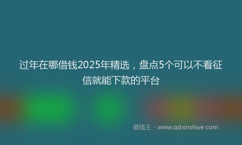 过年在哪借钱2025年精选，盘点5个可以不看征信就能下款的平台
