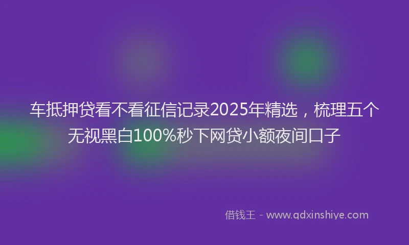 车抵押贷看不看征信记录2025年精选，梳理五个无视黑白100%秒下网贷小额夜间口子