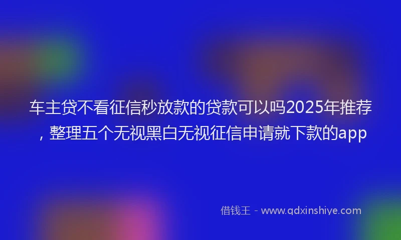 车主贷不看征信秒放款的贷款可以吗2025年推荐，整理五个无视黑白无视征信申请就下款的app