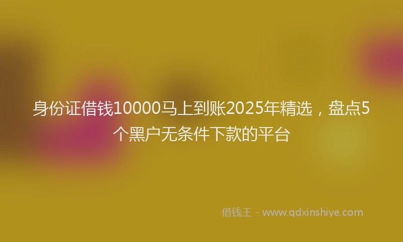 身份证借钱10000马上到账2025年精选，盘点5个黑户无条件下款的平台