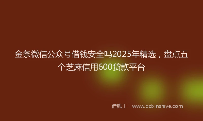 金条微信公众号借钱安全吗2025年精选，盘点五个芝麻信用600贷款平台