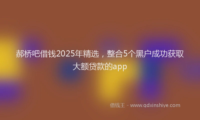 郝桥吧借钱2025年精选，整合5个黑户成功获取大额贷款的app