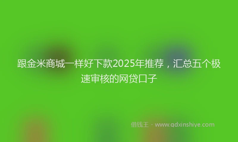 跟金米商城一样好下款2025年推荐，汇总五个极速审核的网贷口子