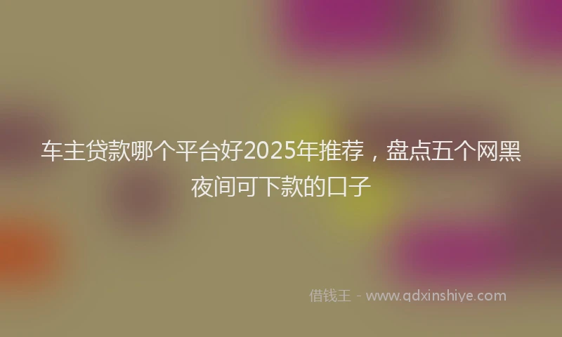 车主贷款哪个平台好2025年推荐，盘点五个网黑夜间可下款的口子