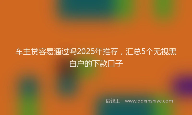 车主贷容易通过吗2025年推荐，汇总5个无视黑白户的下款口子