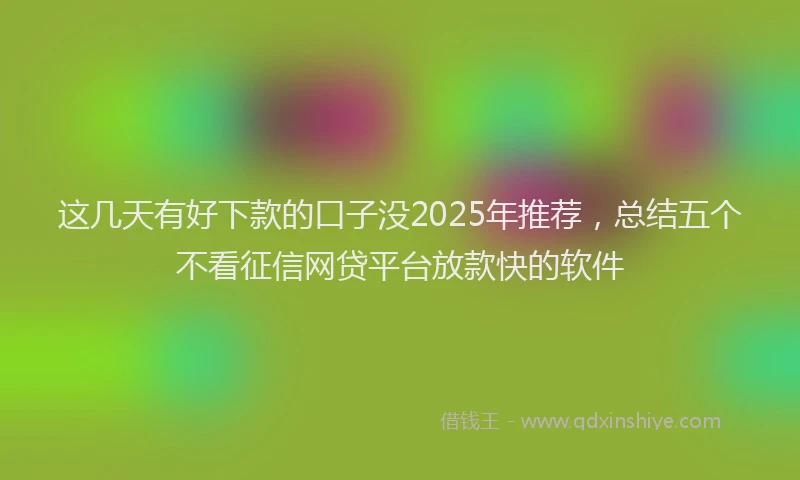 这几天有好下款的口子没2025年推荐，总结五个不看征信网贷平台放款快的软件