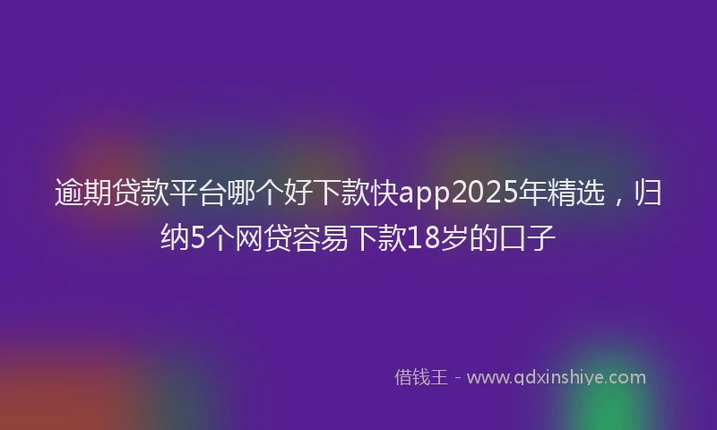 逾期贷款平台哪个好下款快app2025年精选，归纳5个网贷容易下款18岁的口子