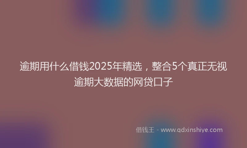 逾期用什么借钱2025年精选，整合5个真正无视逾期大数据的网贷口子