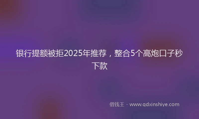 银行提额被拒2025年推荐，整合5个高炮口子秒下款