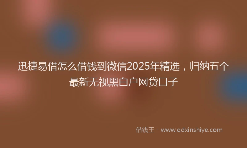 迅捷易借怎么借钱到微信2025年精选，归纳五个最新无视黑白户网贷口子