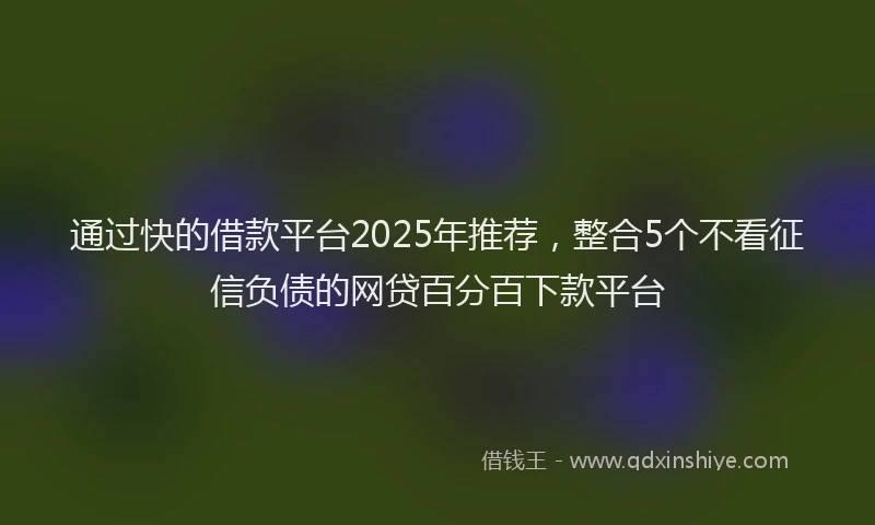 通过快的借款平台2025年推荐，整合5个不看征信负债的网贷百分百下款平台
