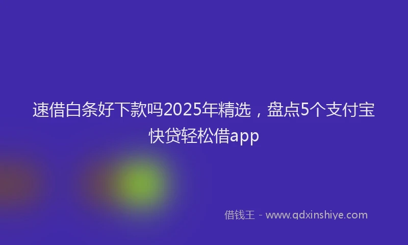 速借白条好下款吗2025年精选，盘点5个支付宝快贷轻松借app