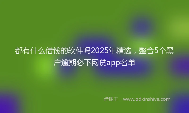都有什么借钱的软件吗2025年精选，整合5个黑户逾期必下网贷app名单