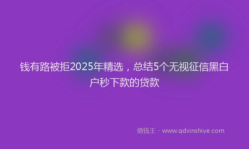 钱有路被拒2025年精选，总结5个无视征信黑白户秒下款的贷款
