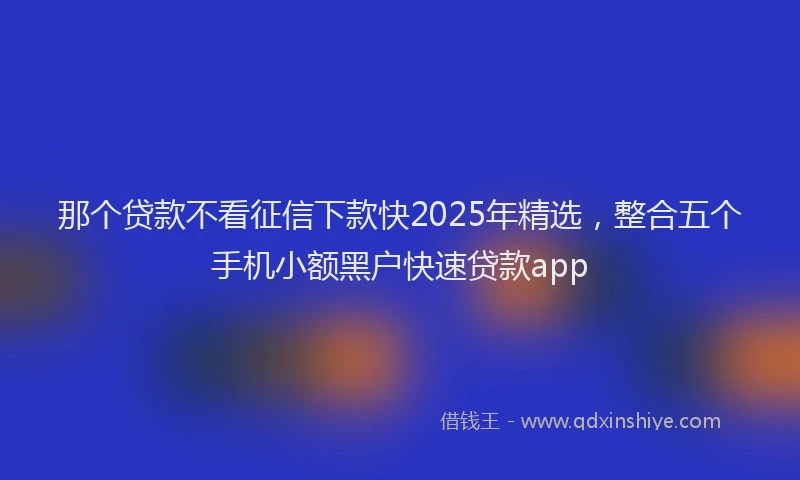 那个贷款不看征信下款快2025年精选，整合五个手机小额黑户快速贷款app