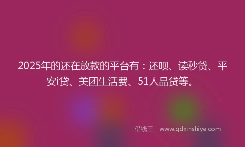 2025年的还在放款的平台有：还呗、读秒贷、平安i贷、美团生活费、51人品贷等。