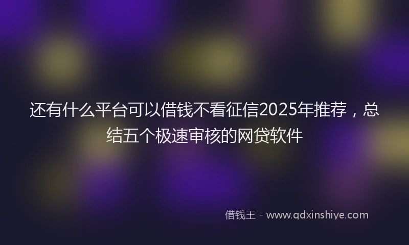 还有什么平台可以借钱不看征信2025年推荐，总结五个极速审核的网贷软件