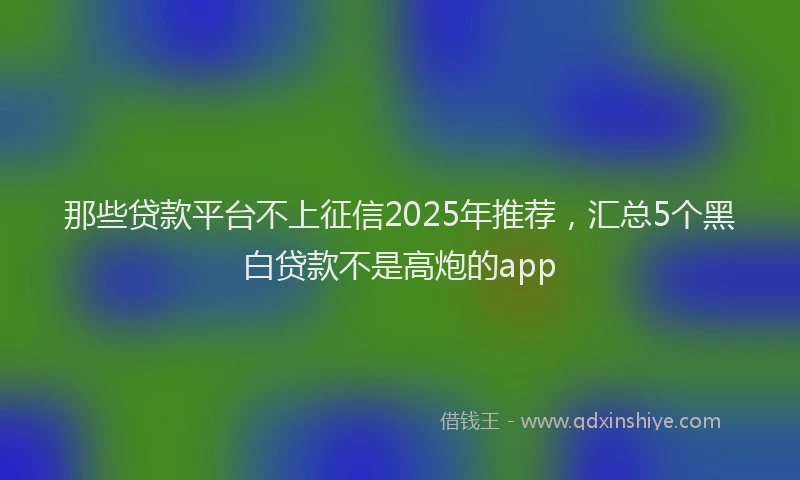 那些贷款平台不上征信2025年推荐，汇总5个黑白贷款不是高炮的app