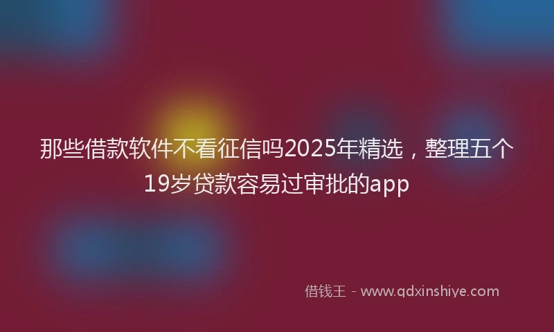 那些借款软件不看征信吗2025年精选，整理五个19岁贷款容易过审批的app