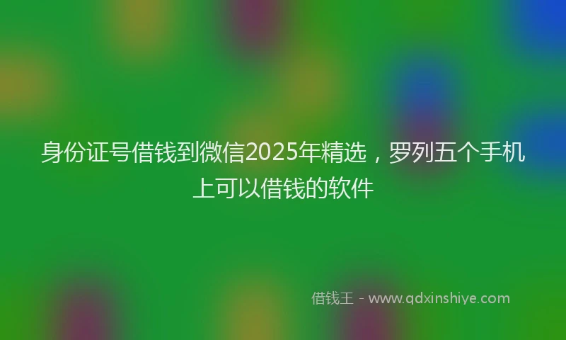 身份证号借钱到微信2025年精选，罗列五个手机上可以借钱的软件