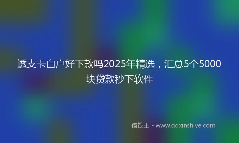 透支卡白户好下款吗2025年精选，汇总5个5000块贷款秒下软件