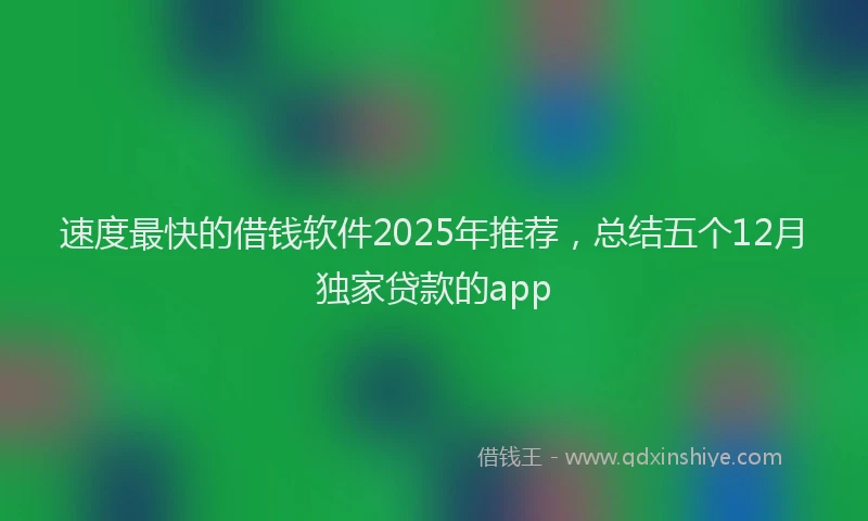速度最快的借钱软件2025年推荐，总结五个12月独家贷款的app