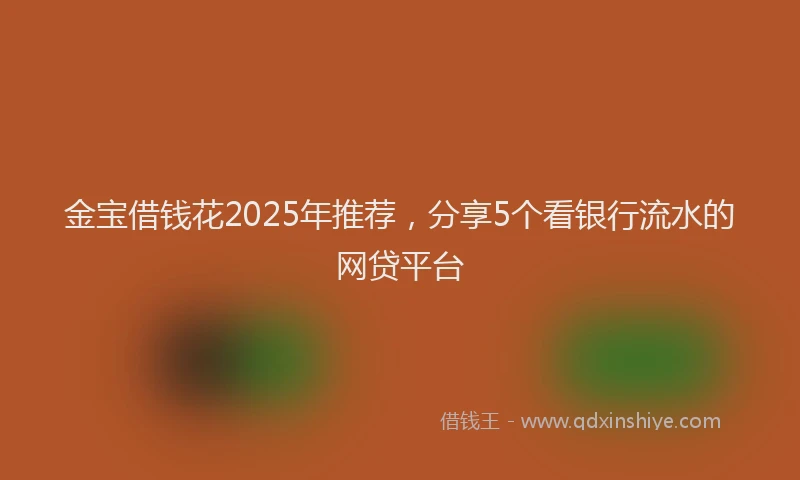 金宝借钱花2025年推荐，分享5个看银行流水的网贷平台