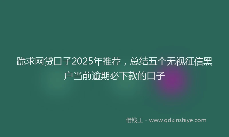 跪求网贷口子2025年推荐，总结五个无视征信黑户当前逾期必下款的口子