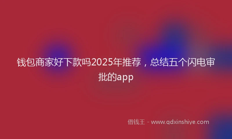 钱包商家好下款吗2025年推荐，总结五个闪电审批的app