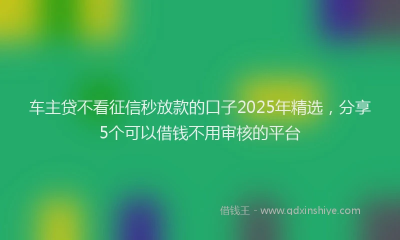 车主贷不看征信秒放款的口子2025年精选，分享5个可以借钱不用审核的平台