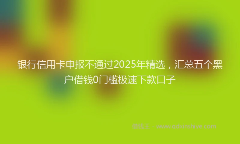 银行信用卡申报不通过2025年精选，汇总五个黑户借钱0门槛极速下款口子