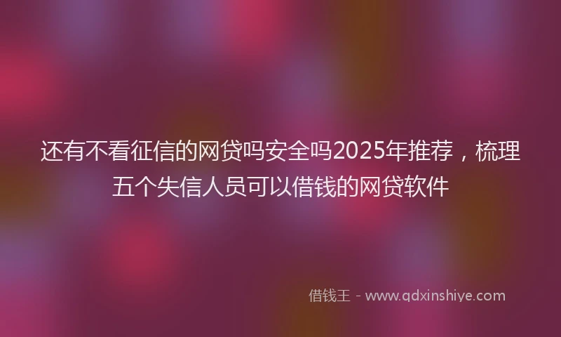 还有不看征信的网贷吗安全吗2025年推荐，梳理五个失信人员可以借钱的网贷软件