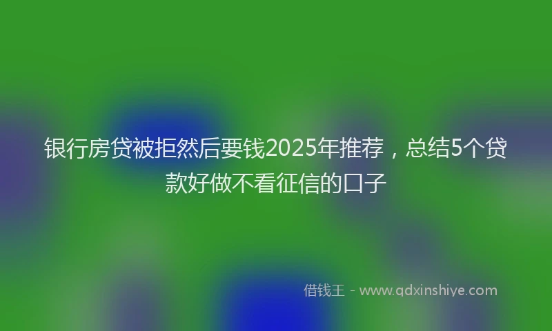 银行房贷被拒然后要钱2025年推荐，总结5个贷款好做不看征信的口子
