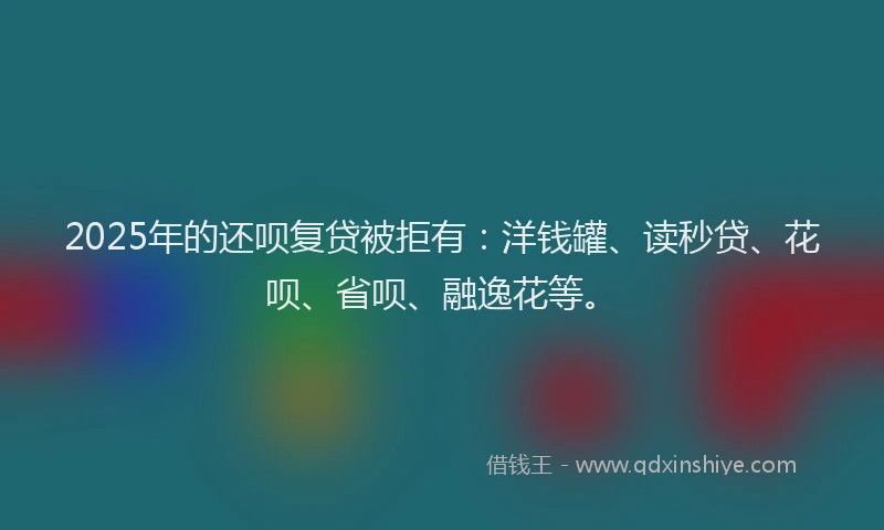 2025年的还呗复贷被拒有:洋钱罐、读秒贷、花呗、省呗、融逸花等。