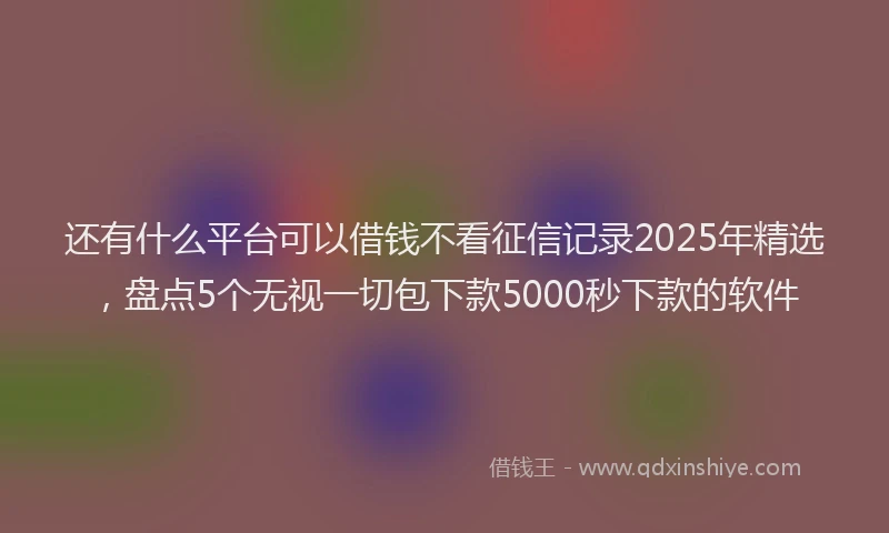 还有什么平台可以借钱不看征信记录2025年精选，盘点5个无视一切包下款5000秒下款的软件